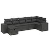 vidaXL 7 Piece Garden Sofa Set with Cushions Black Poly Rattan