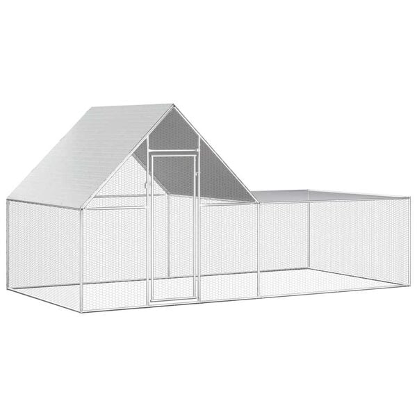 vidaXL Chicken Coop 4x2x2 m Galvanised Steel