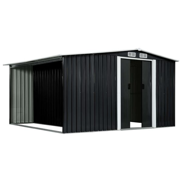 vidaXL Garden Shed with Sliding Doors Anthracite 329.5x312x178 cm Steel