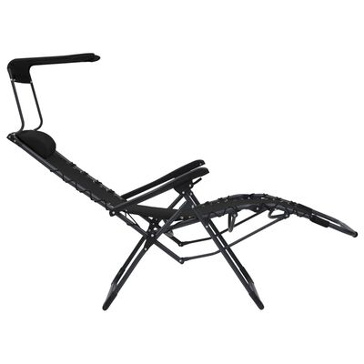 vidaXL Folding Deck Chair Textilene Black