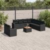 vidaXL 10 Piece Garden Sofa Set with Cushions Black Poly Rattan