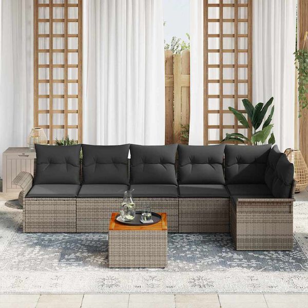 vidaXL Garden Sofa Set with Cushion with Storage Manual 7 pcs Grey