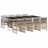 vidaXL 9 Piece Garden Dining Set with Cushions Beige Poly Rattan