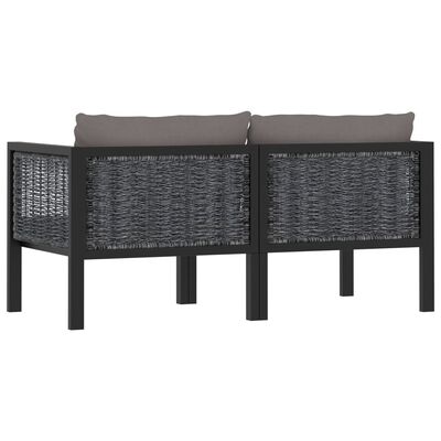 vidaXL 2-Seater Sofa with Cushions Anthracite Poly Rattan