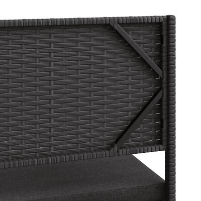 vidaXL Garden Sofa with Table and Cushions L-Shaped Black Poly Rattan