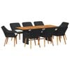 vidaXL Garden Dining Set with Cushion 9 pcs Black Poly Rattan