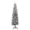 vidaXL Artificial Slim Christmas Tree with Flocked Snow 210 cm PVC&PE