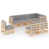 vidaXL 8 Piece Garden Lounge Set with Cushions Solid Pinewood