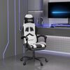 vidaXL Gaming Chair with Footrest White and Black Faux Leather