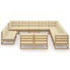 vidaXL 14 Piece Garden Lounge Set&Cushions Honey Brown Solid Pinewood