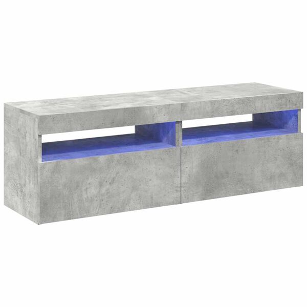 vidaXL TV Cabinets with LED Lights 2 pcs Concrete Grey 60x35x40 cm