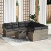 vidaXL Sofa Set with Cushion with Storage 9 pcs Grey Poly Rattan