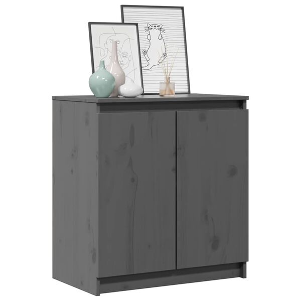 vidaXL Side Cabinet Grey 60x36x65 cm Solid Pinewood
