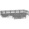 vidaXL 10 Piece Garden Lounge Set Grey Solid Wood Pine
