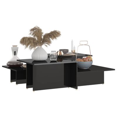 vidaXL Coffee Tables 2 pcs High Gloss Black 111.5x50x33 cm Engineered Wood