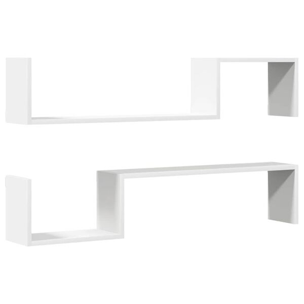 vidaXL Wall Shelf 2 pcs White 100x15x20 cm Engineered Wood