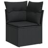 vidaXL Garden Sofa Corner with Cushions Black Poly Rattan