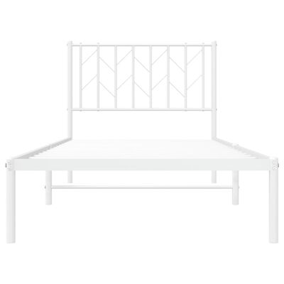 vidaXL Metal Bed Frame with Headboard White 90x190 cm Single