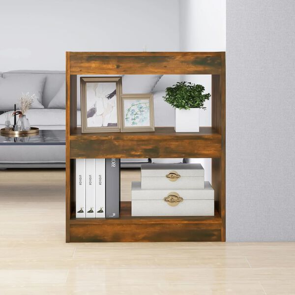 vidaXL Book Cabinet/Room Divider Smoked Oak 60x30x72 cm