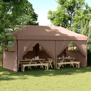 vidaXL Foldable Party Tent Pop-Up with 4 Sidewalls Brown
