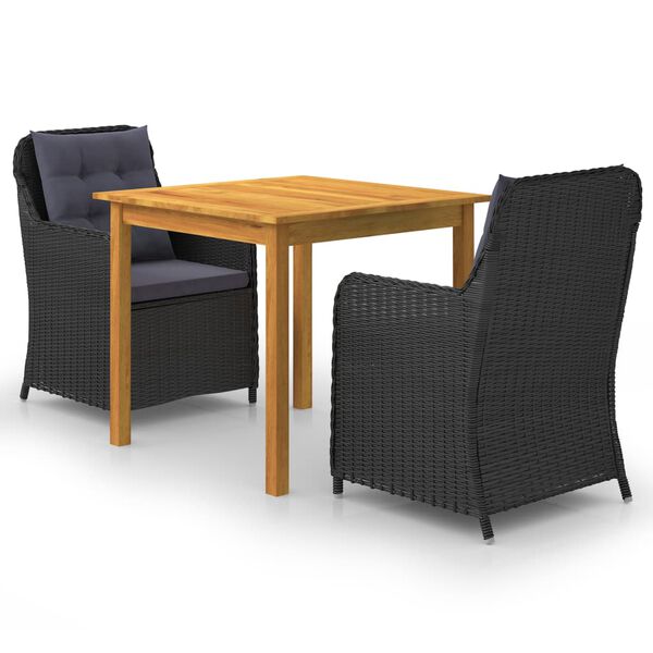 vidaXL 3 Piece Garden Dining Set Black