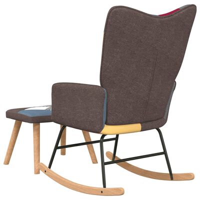 vidaXL Rocking Chair with a Stool Patchwork Fabric