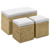 vidaXL Bench with 2 Ottomans Seagrass Grey