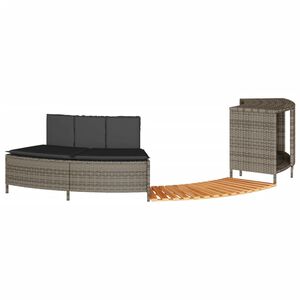 vidaXL Hot Tub Surround Grey Poly Rattan and Solid Wood Acacia