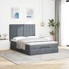 vidaXL Ottoman Bed with Mattresses & LEDs Dark Grey Queen Velvet
