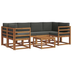 vidaXL Outdoor Sofa Set 7 pcs Natural and Anthracite
