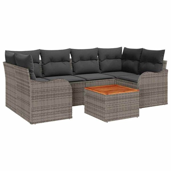 vidaXL Garden Sofa Set 7 pcs Grey Poly rattan
