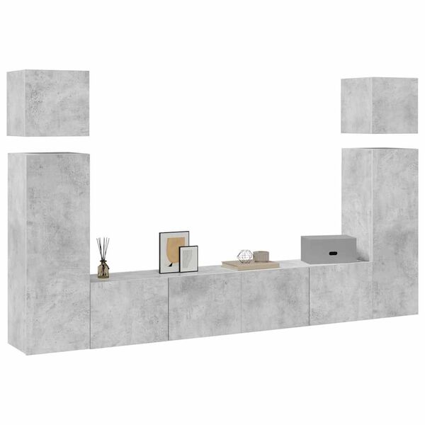 vidaXL 8 Piece TV Cabinet Set Concrete Grey Engineered Wood