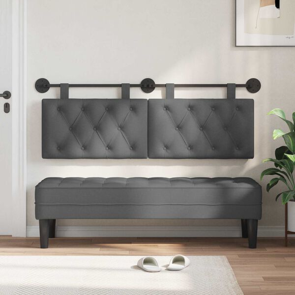 vidaXL Hanging Headboard Wall-mounted Dark Grey 150 x 55 x 7 cm Fabric