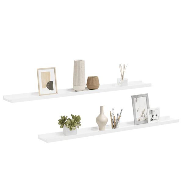 vidaXL Wall Shelves 2 pcs High Gloss White 100x9x3 cm