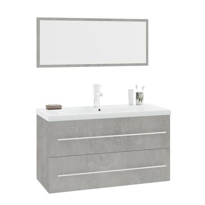 vidaXL 3 Piece Bathroom Furniture Set Concrete Grey