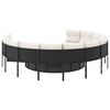 vidaXL Garden Sofa with Table and Cushions Round Black Poly Rattan