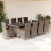 vidaXL 11 Piece Garden Dining Set with Cushions Grey Poly Rattan