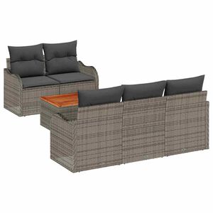 vidaXL Garden Sofa Set with Cushion 6 pcs Grey Poly Rattan