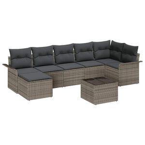 vidaXL Garden Sofa Set with Cushion 8 pcs Grey Poly rattan
