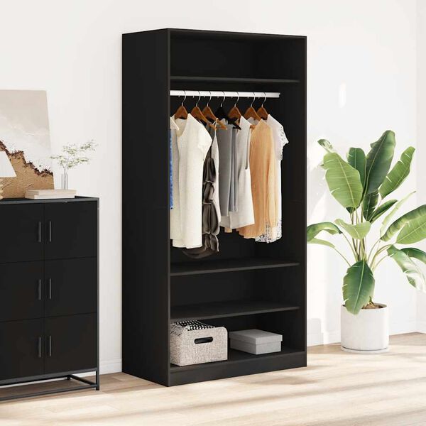 vidaXL Wardrobe Black 100x50x200 cm Engineered Wood
