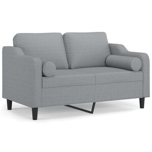 vidaXL 2-Seater Sofa with Throw Pillows Light Grey 120 cm Fabric