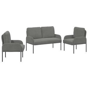 vidaXL Sofa Sets with Cushion 3 pcs Dark Grey 115 x 56 x 80 cm Plywood