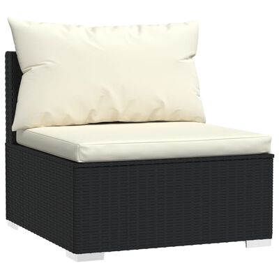 vidaXL 4 Piece Garden Lounge Set with Cushions Black Poly Rattan