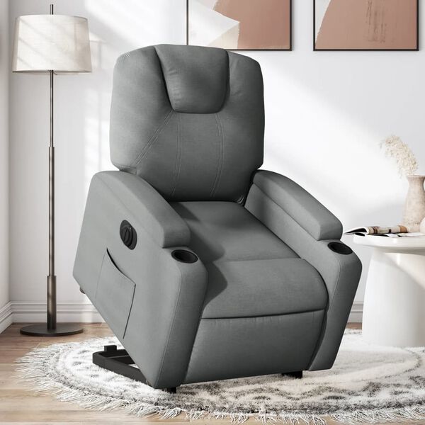 vidaXL Electric Stand up Recliner Chair Dark Grey Fabric