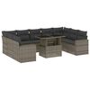 vidaXL 10 Piece Garden Sofa Set with Cushions Grey Poly Rattan