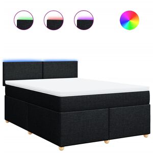 vidaXL Box Spring Bed with Mattress Black Double Fabric
