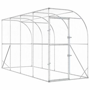 vidaXL Against Wall Chicken Coop Silver 400 x 100 x 215 cm