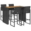 vidaXL 5 Piece Garden Bar Set without Cushions Black Poly Rattan Acacia