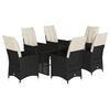 vidaXL 7 Piece Garden Dining Set with Cushions Black Poly Rattan