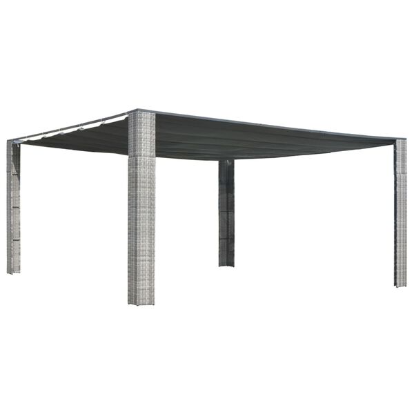 vidaXL Gazebo with Sliding Roof Poly Rattan 400x400x200 cm Grey and Anthracite